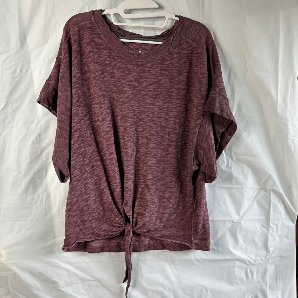 Anthropologie Pilcro XS Boxy Fit Tie Front Short Sleeve Tee Shirt Cotton Purple